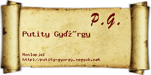 Putity György névjegykártya